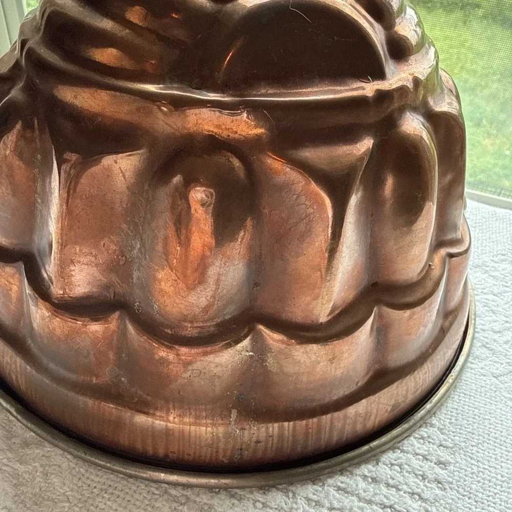 Antique Copper Pudding Jelly Mould Large Tin Lined Wall Decor